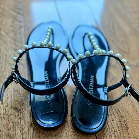 Stuart Weitzman size 11 pearl studded jelly flat sandals - Picture 3 of 10